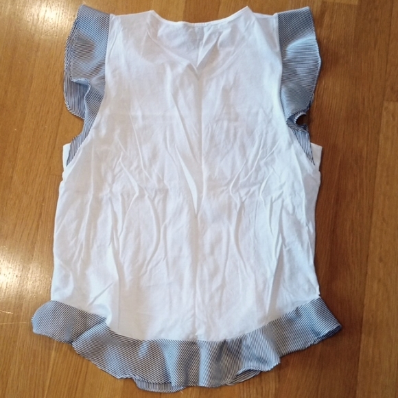 J. Crew Navy White Ruffled Sleeve women's casual summer tank top, Small - Picture 4 of 4